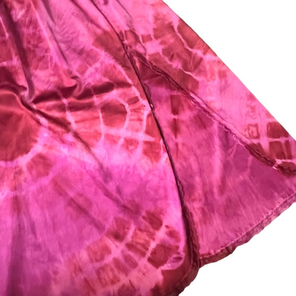 Sold// Ultra Sexy Vintage Pink Tie Dyed Half Slip, High Slit, Lace Trim, 20”-27” - Picture 4 of 6